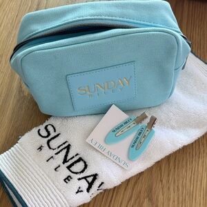 Sunday Riley Light Blue Cosmetic Bag with Accessories